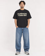 Mockup Boxy Heavyweight Tee Black male full-body 02