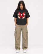 Mockup Boxy Heavyweight Tee Black female full-body 06