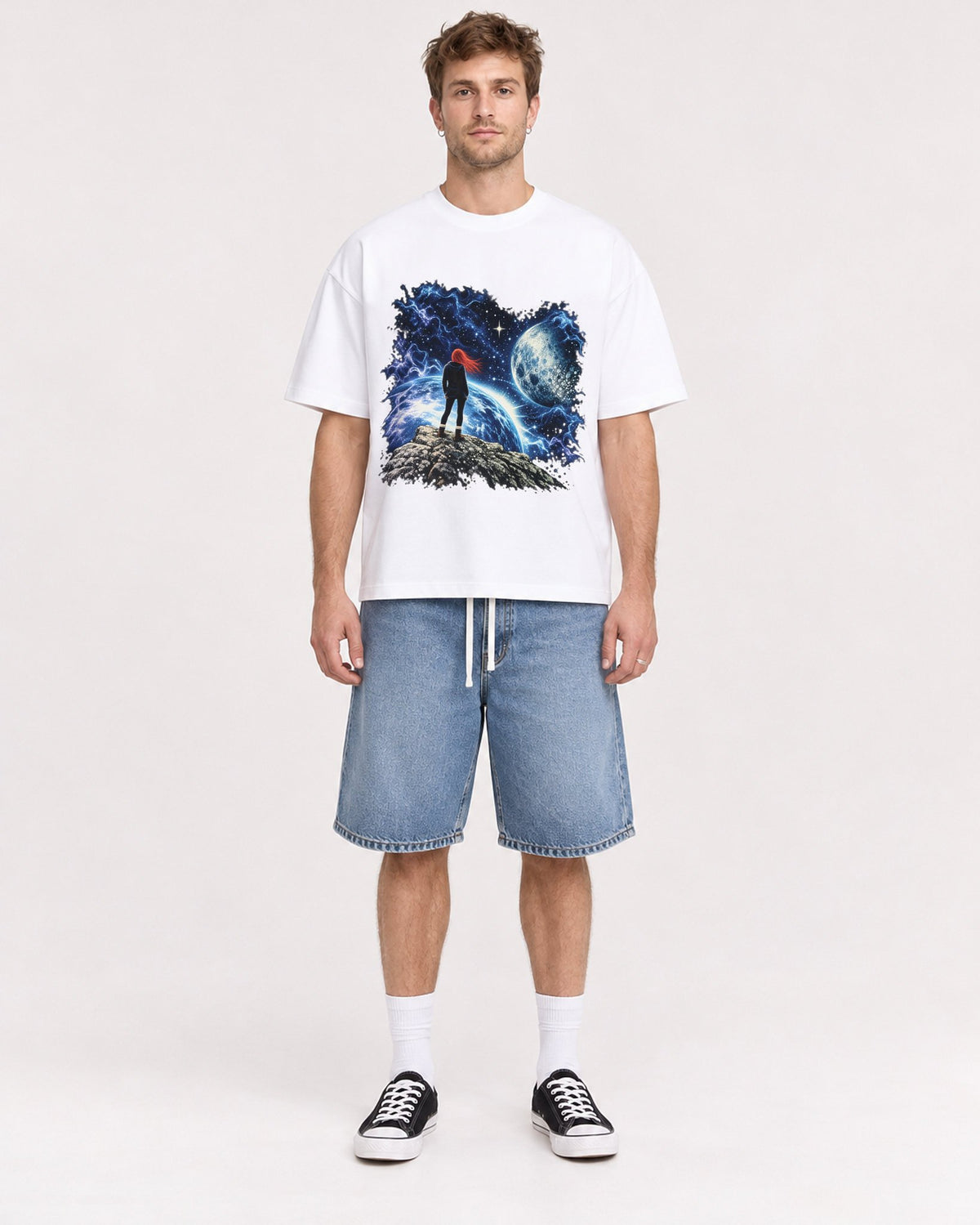 Mockup Boxy Heavyweight Tee White male full-body 08