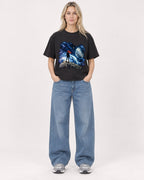 Mockup Boxy Heavyweight Tee Black female full-body 08