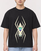 Mockup Boxy Heavyweight Tee Black male close-up 13