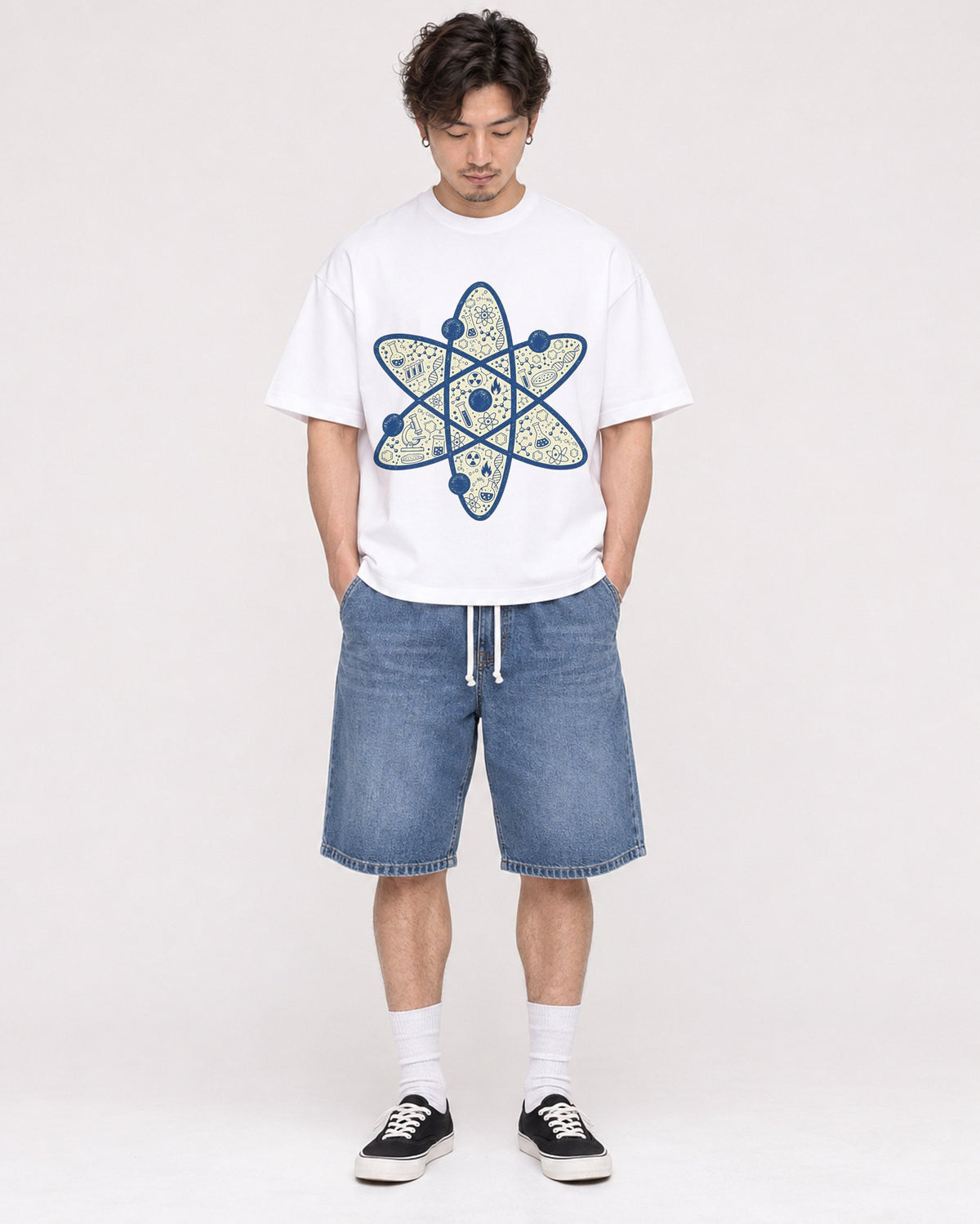 Mockup Boxy Heavyweight Tee White male full-body 03