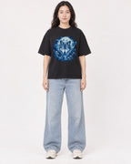 Mockup Boxy Heavyweight Tee Black female full-body 03