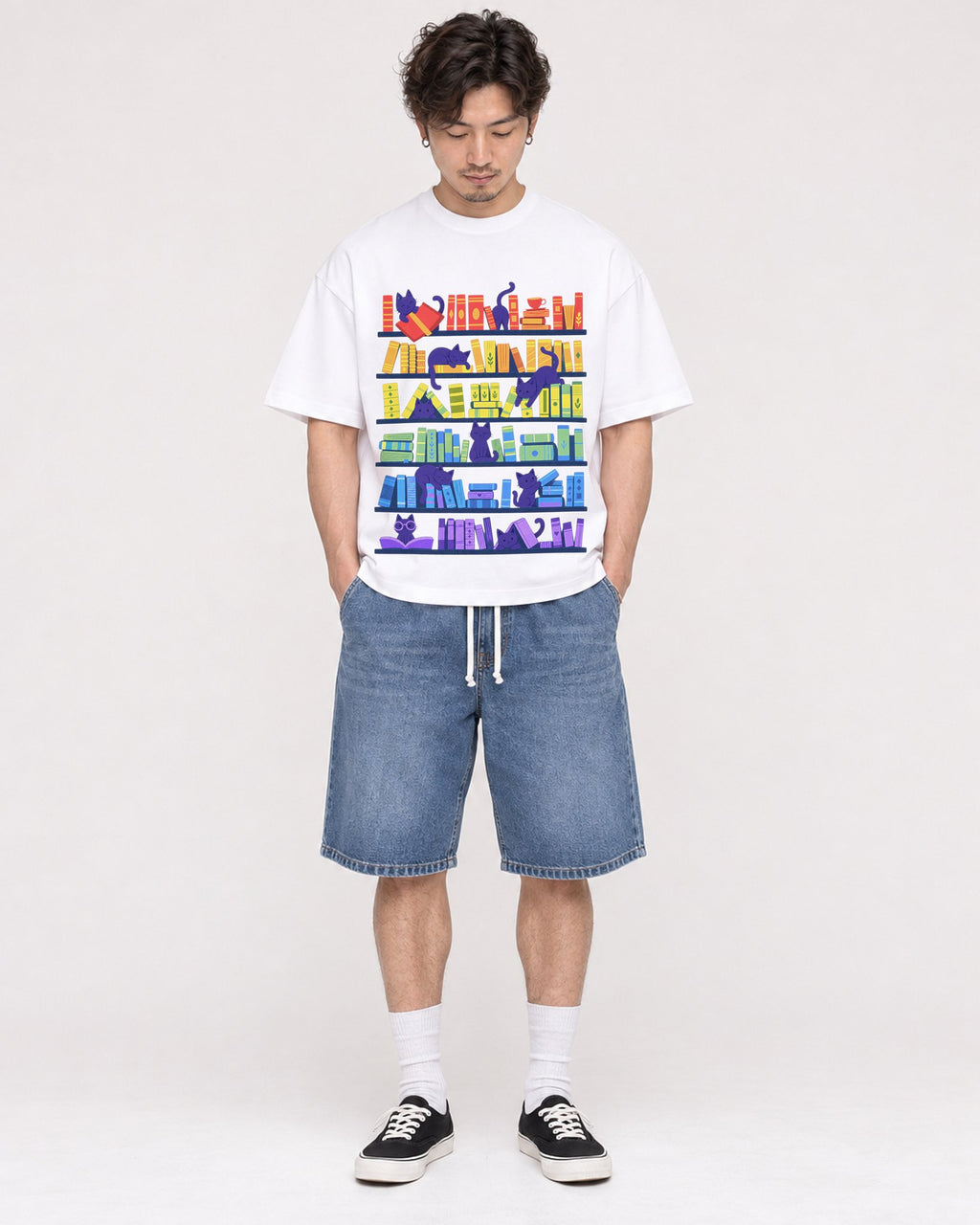 Mockup Boxy Heavyweight Tee White male full-body 03