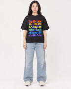 Mockup Boxy Heavyweight Tee Black female full-body 03