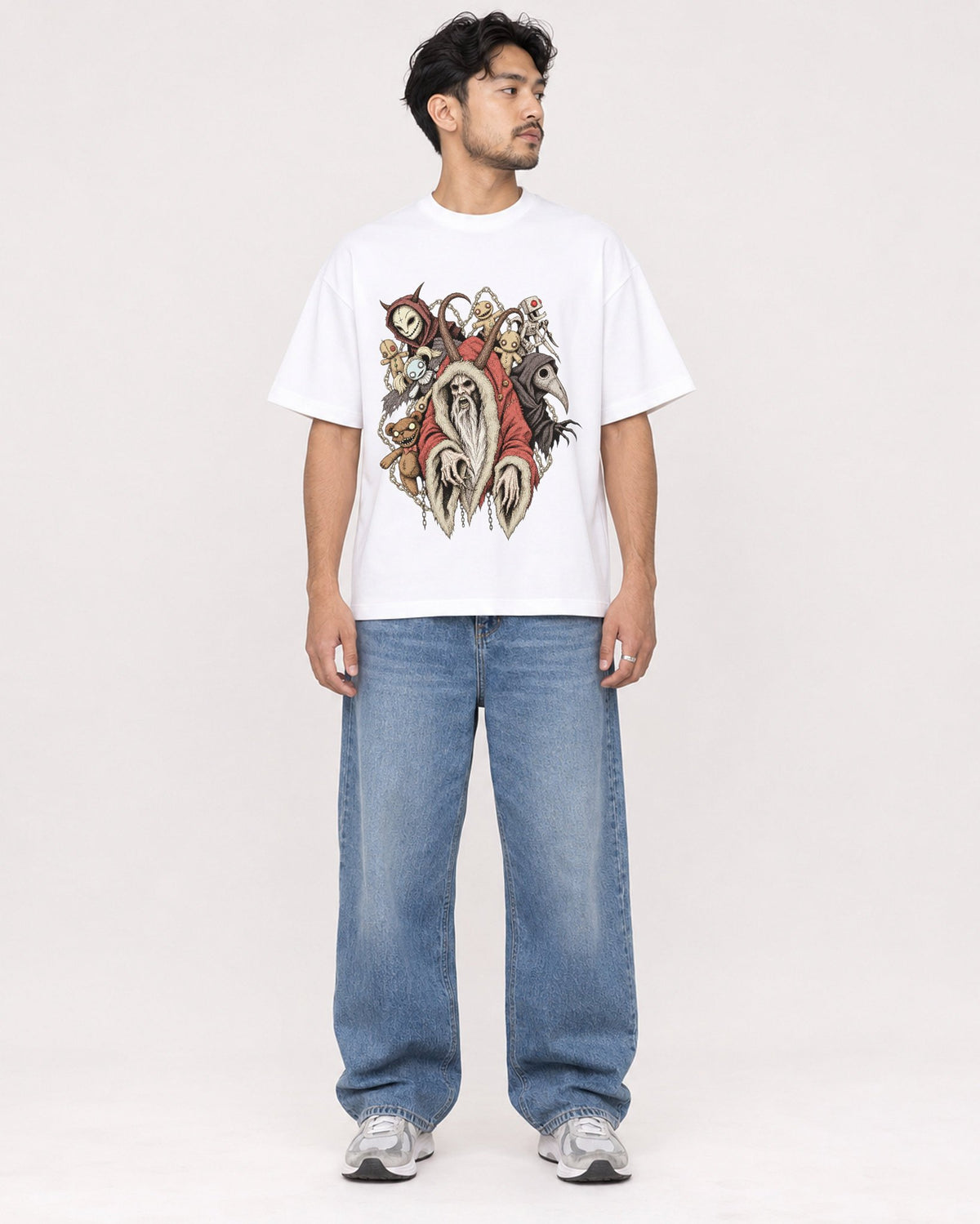 Mockup Boxy Heavyweight Tee White male full-body 02