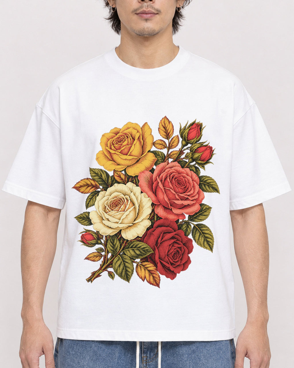 Mockup Boxy Heavyweight Tee White male close-up 03
