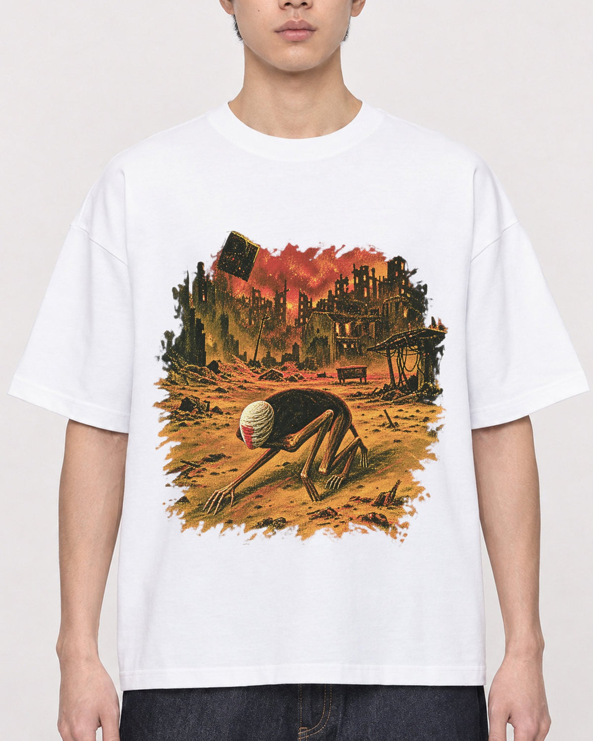 Mockup Boxy Heavyweight Tee White male close-up 01