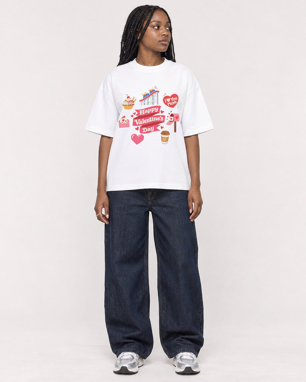 Mockup Boxy Heavyweight Tee White female full-body 04