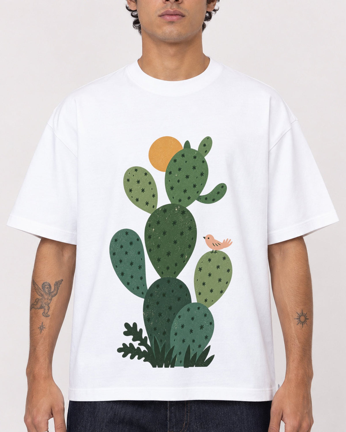 Mockup Boxy Heavyweight Tee White male close-up 06