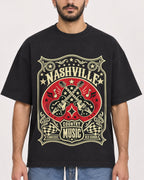 Mockup Boxy Heavyweight Tee Black male close-up 07