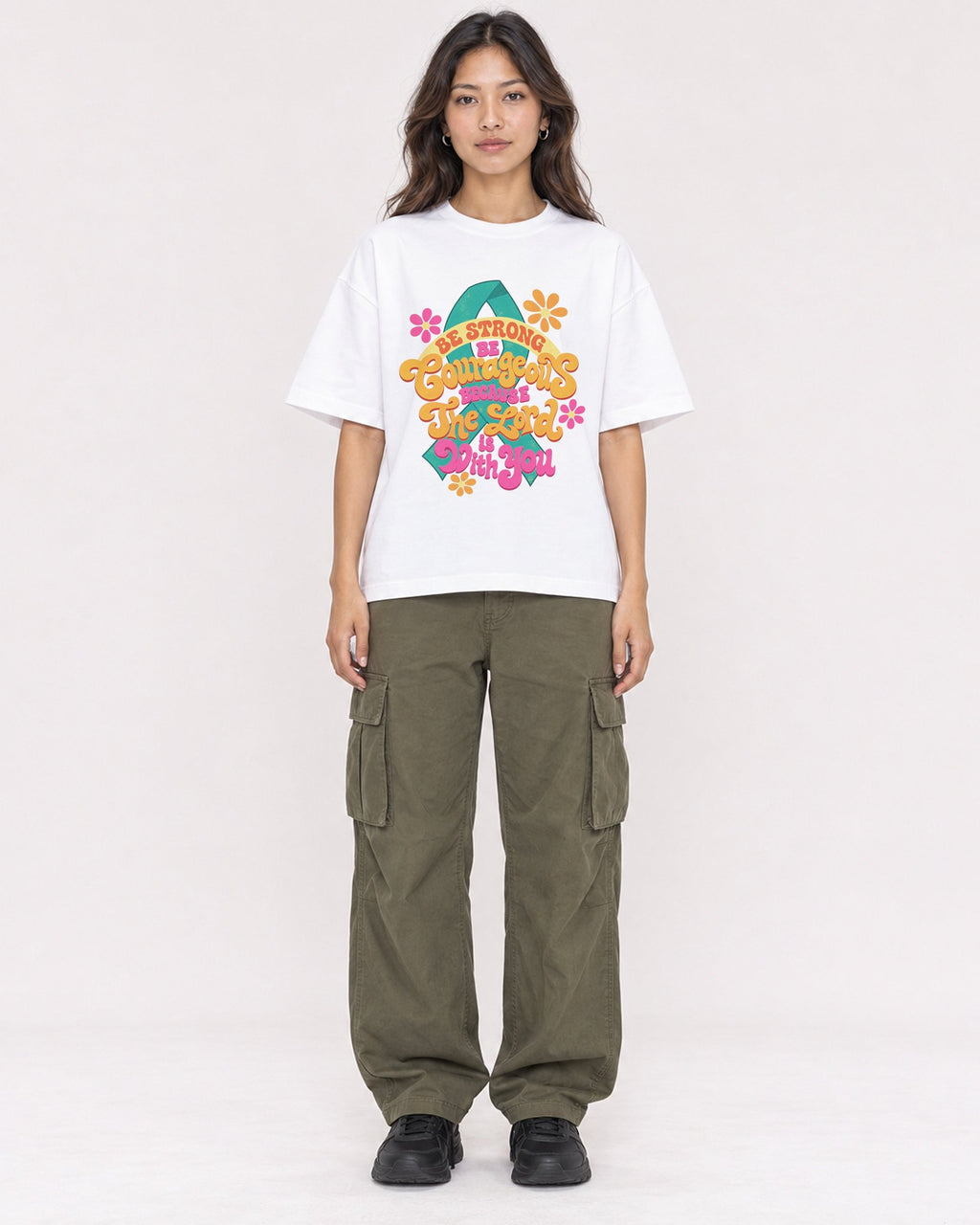 Mockup Boxy Heavyweight Tee White female full-body 02