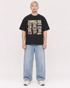Mockup Boxy Heavyweight Tee Black male full-body 33