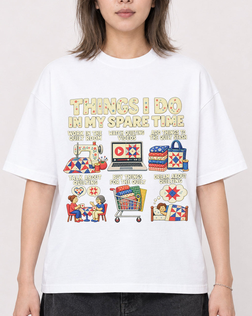 Mockup Boxy Heavyweight Tee White female close-up 33