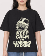Mockup Boxy Heavyweight Tee Black female close-up 13
