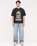 Mockup Boxy Heavyweight Tee Black male full-body 13