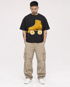 Mockup Boxy Heavyweight Tee Black male full-body 12