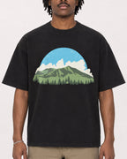 Mockup Boxy Heavyweight Tee Black male close-up 04