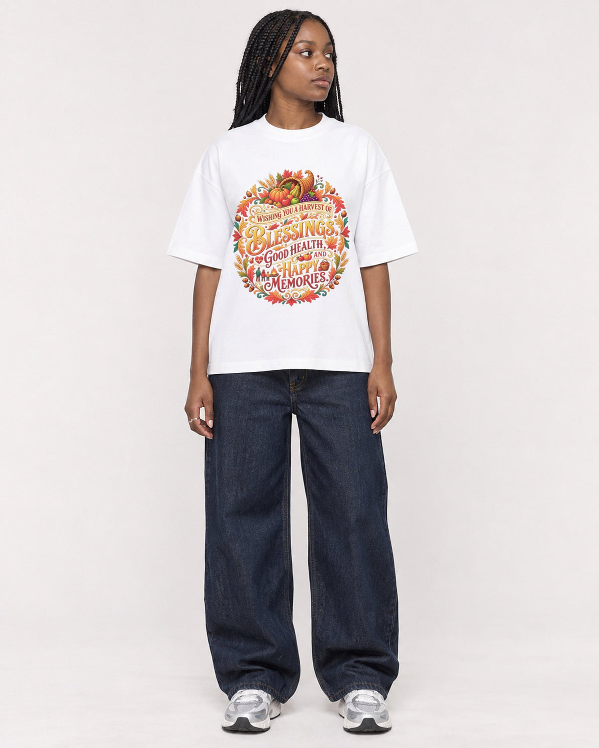 Mockup Boxy Heavyweight Tee White female full-body 04