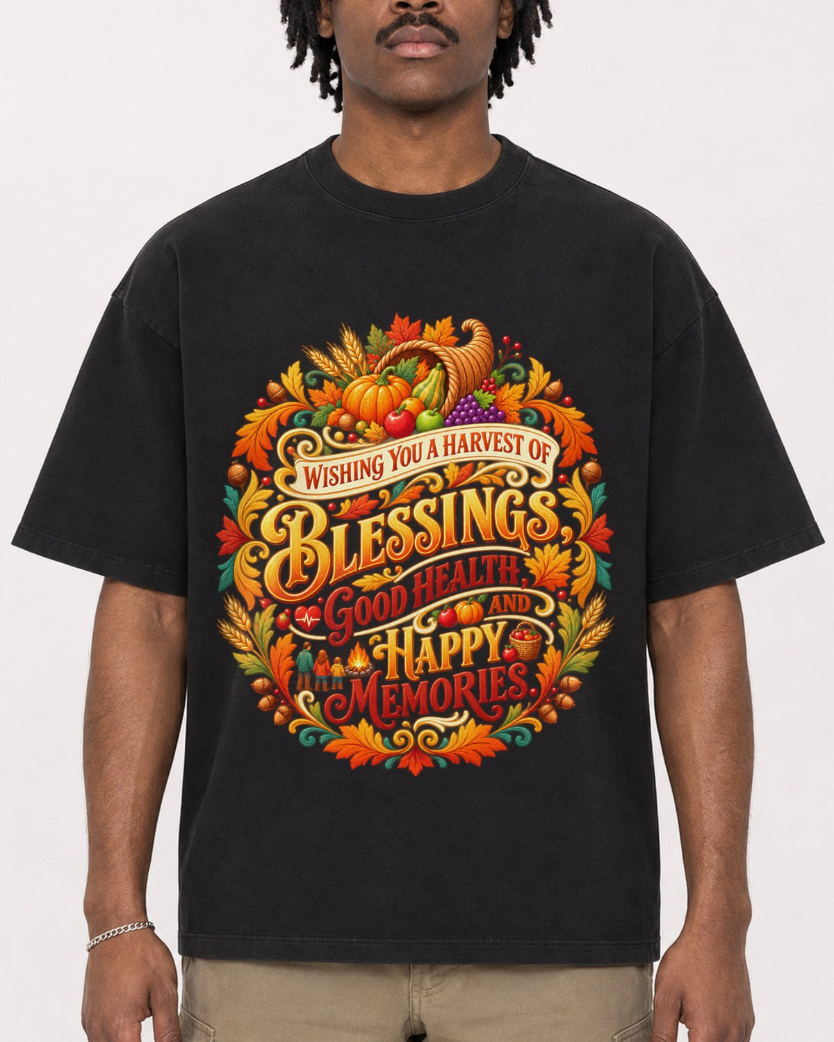 Mockup Boxy Heavyweight Tee Black male close-up 04