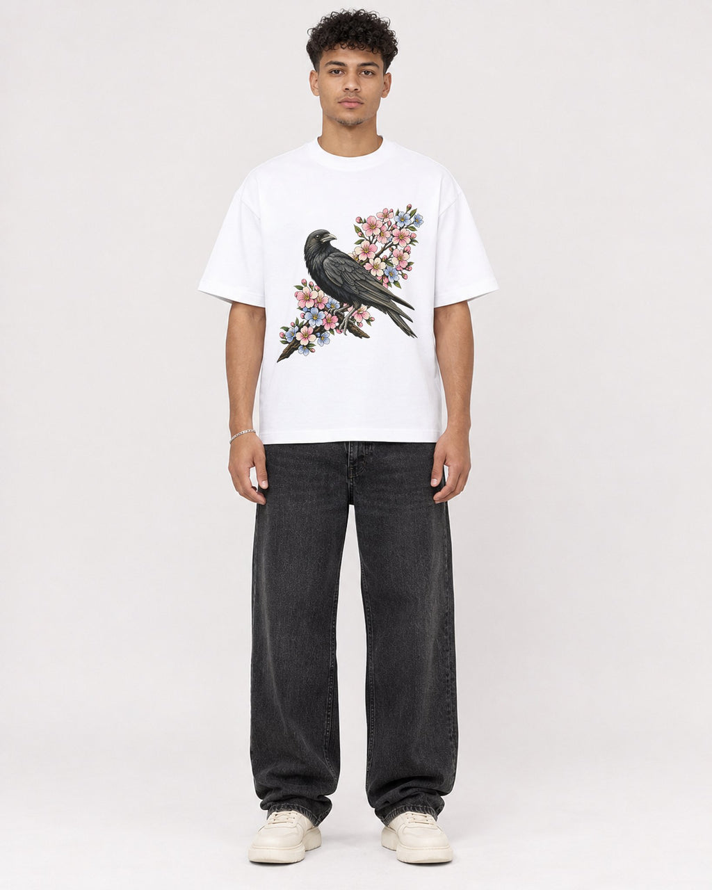 Mockup Boxy Heavyweight Tee White male full-body 20