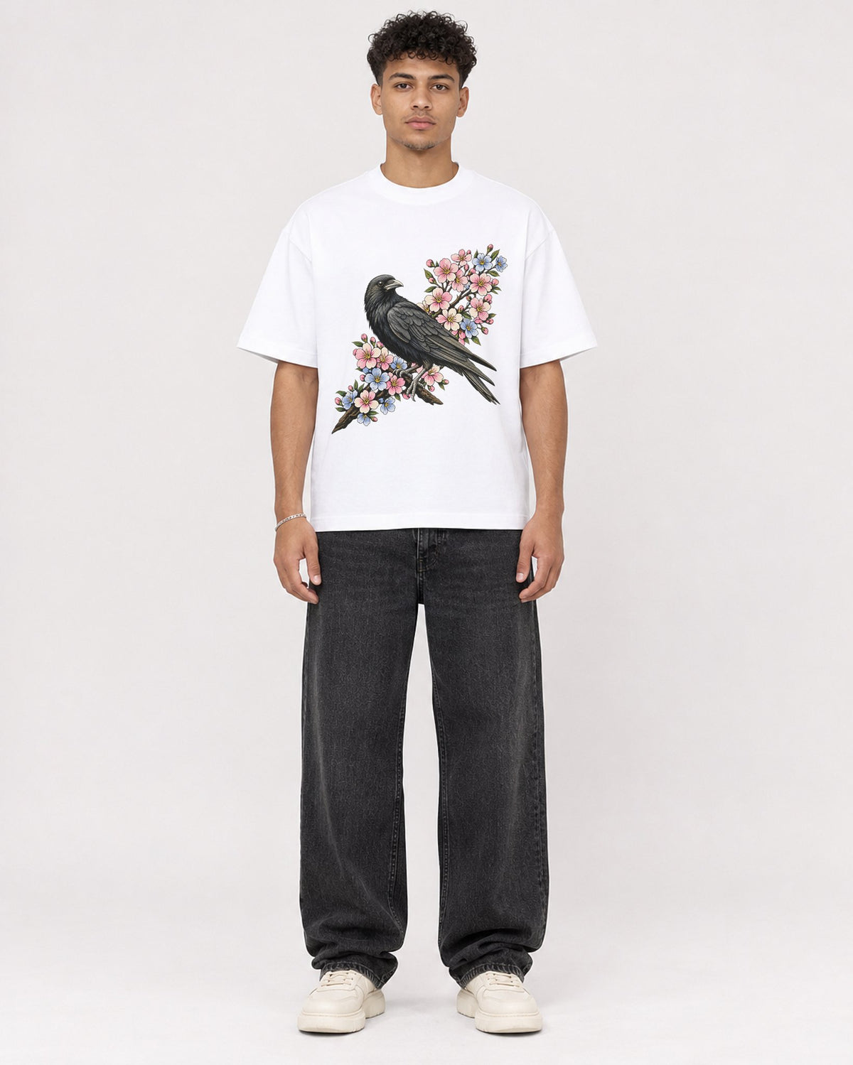 Mockup Boxy Heavyweight Tee White male full-body 20