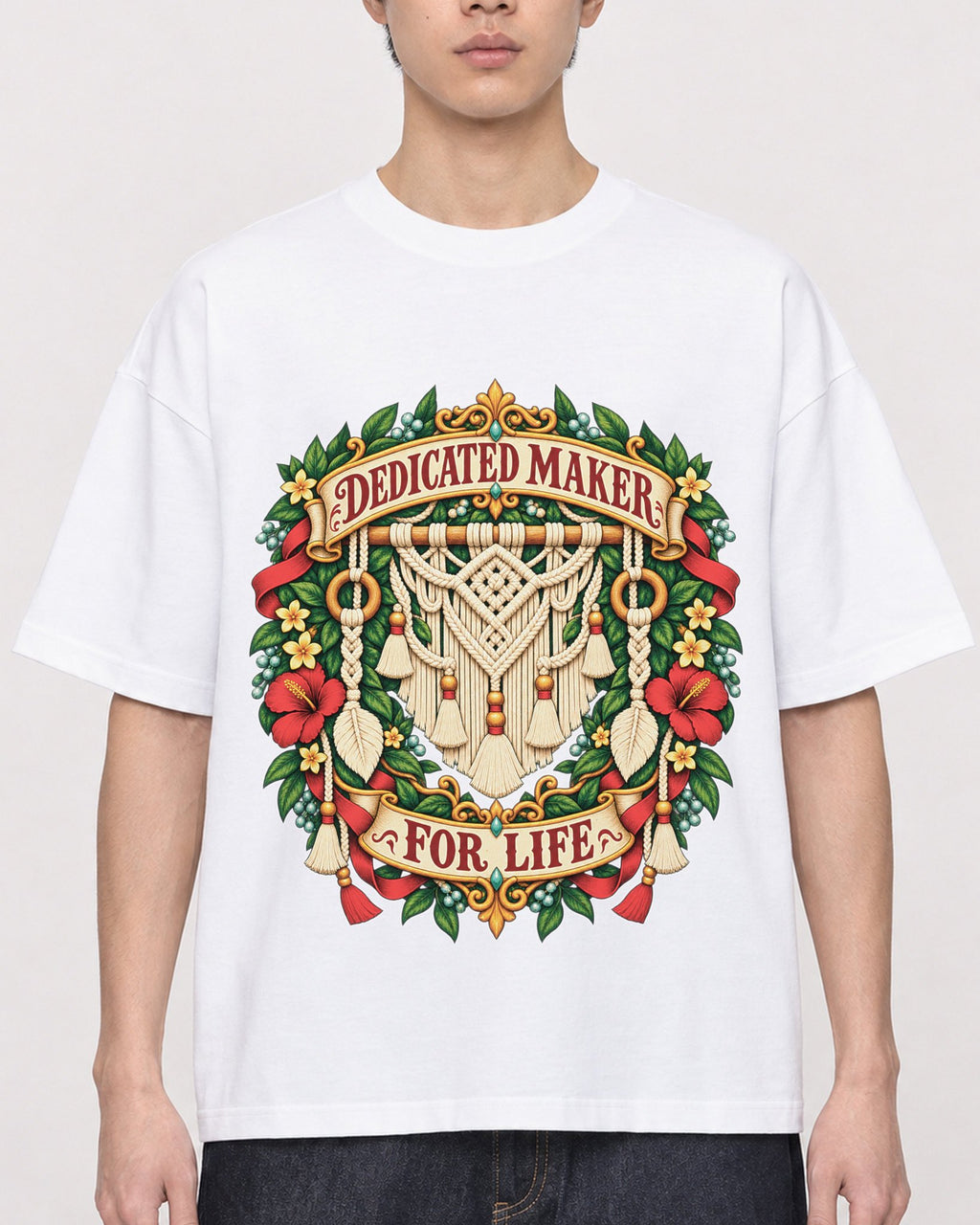 Mockup Boxy Heavyweight Tee White male close-up 01
