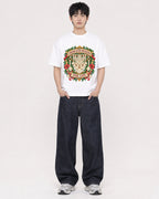 Mockup Boxy Heavyweight Tee White male full-body 01