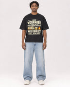 Mockup Boxy Heavyweight Tee Black male full-body 05