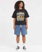 Mockup Boxy Heavyweight Tee Black female full-body 05