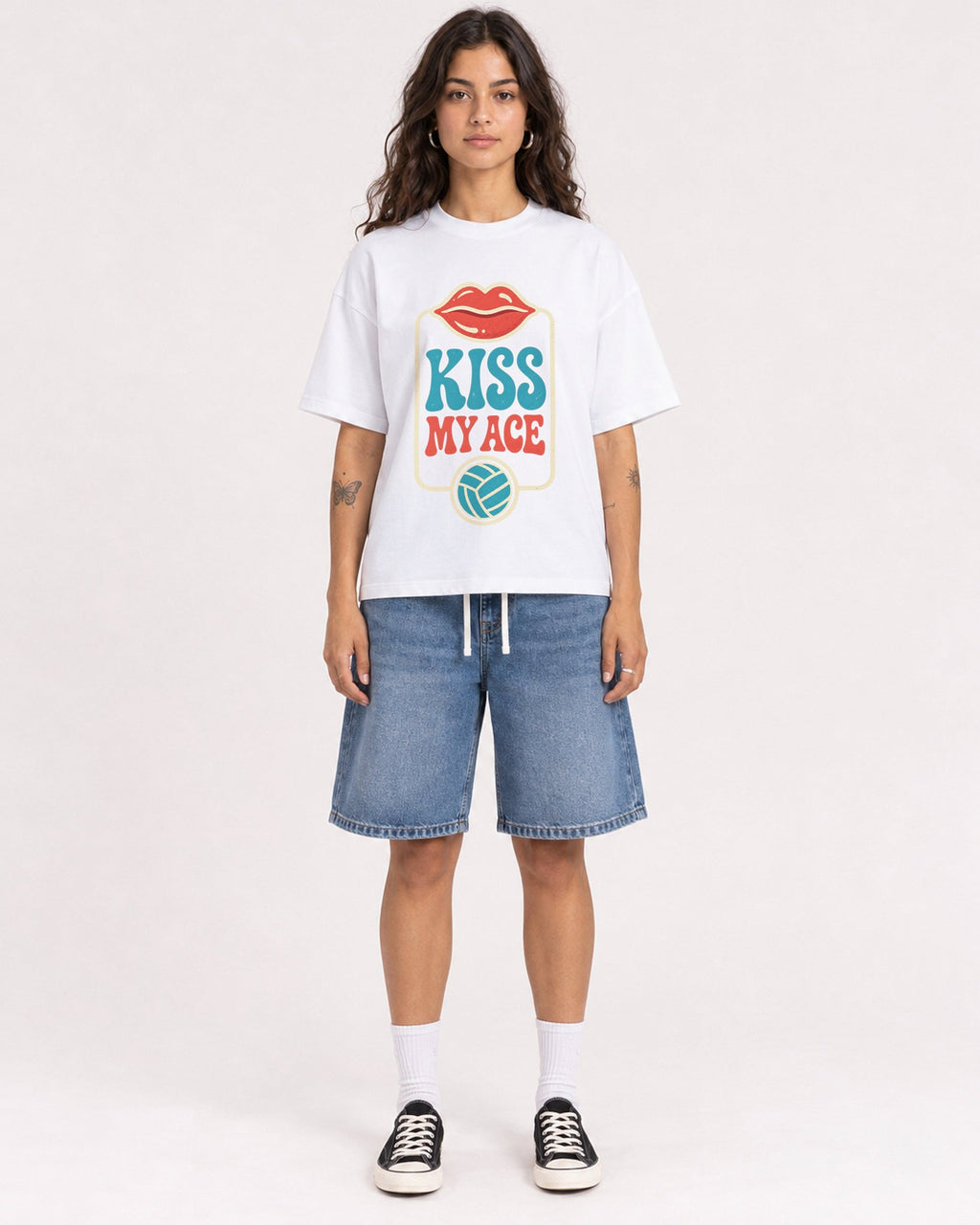 Mockup Boxy Heavyweight Tee White female full-body 06