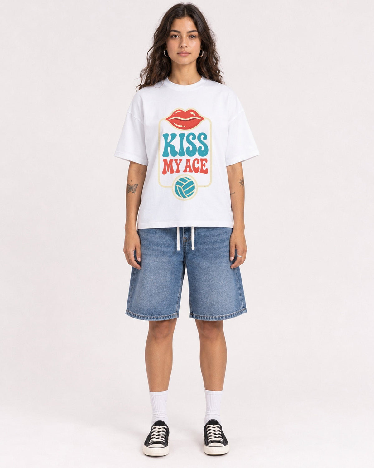 Mockup Boxy Heavyweight Tee White female full-body 06