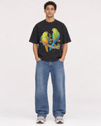 Mockup Boxy Heavyweight Tee Black male full-body 10