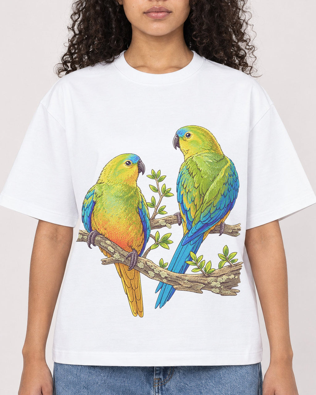 Mockup Boxy Heavyweight Tee White female close-up 10