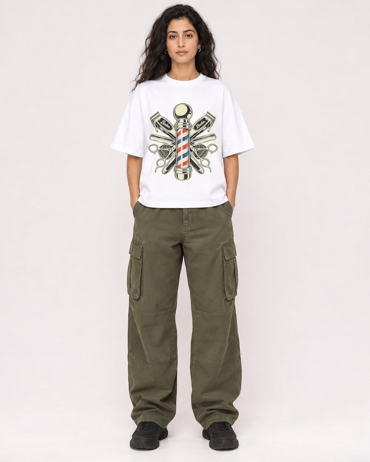 Mockup Boxy Heavyweight Tee White female full-body 07
