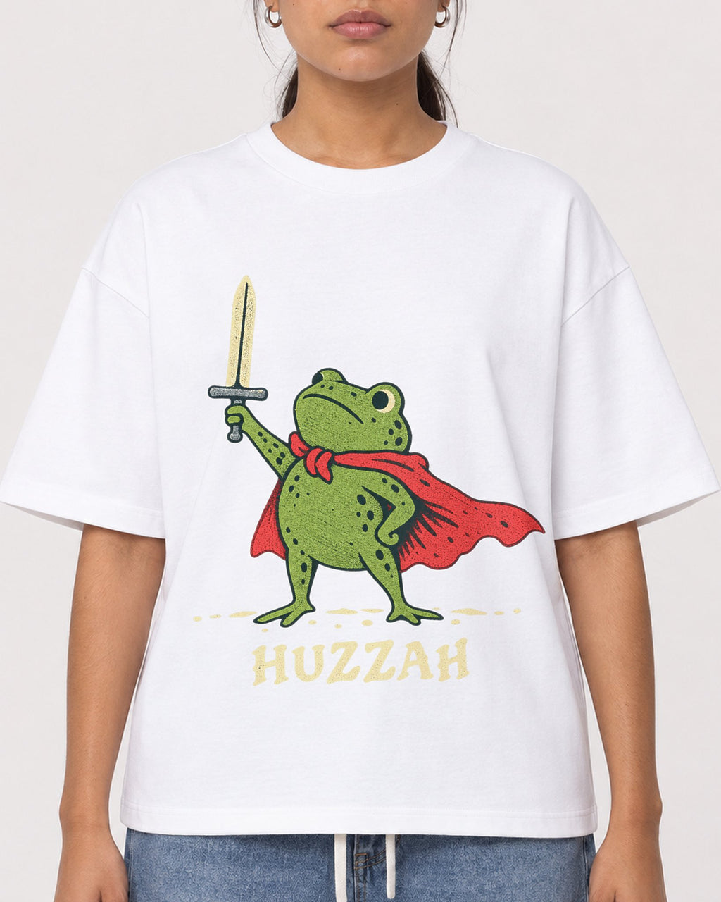 Mockup Boxy Heavyweight Tee White female close-up 16