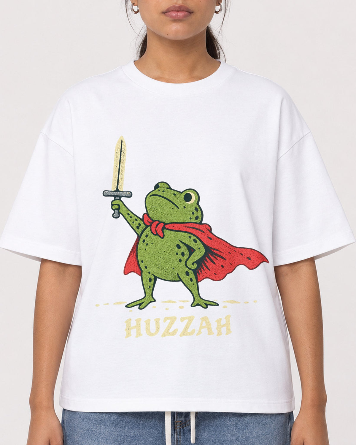 Mockup Boxy Heavyweight Tee White female close-up 16