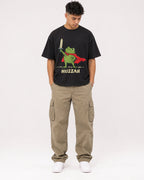 Mockup Boxy Heavyweight Tee Black male full-body 16