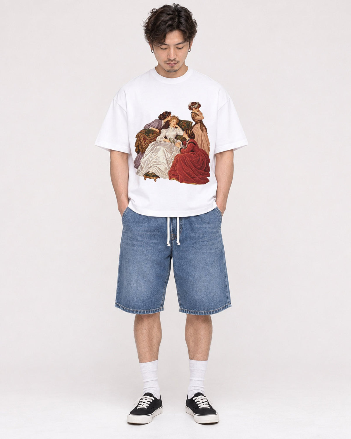 Mockup Boxy Heavyweight Tee White male full-body 03