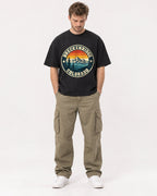 Mockup Boxy Heavyweight Tee Black male full-body 08