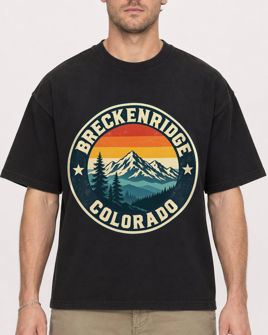 Mockup Boxy Heavyweight Tee Black male close-up 08