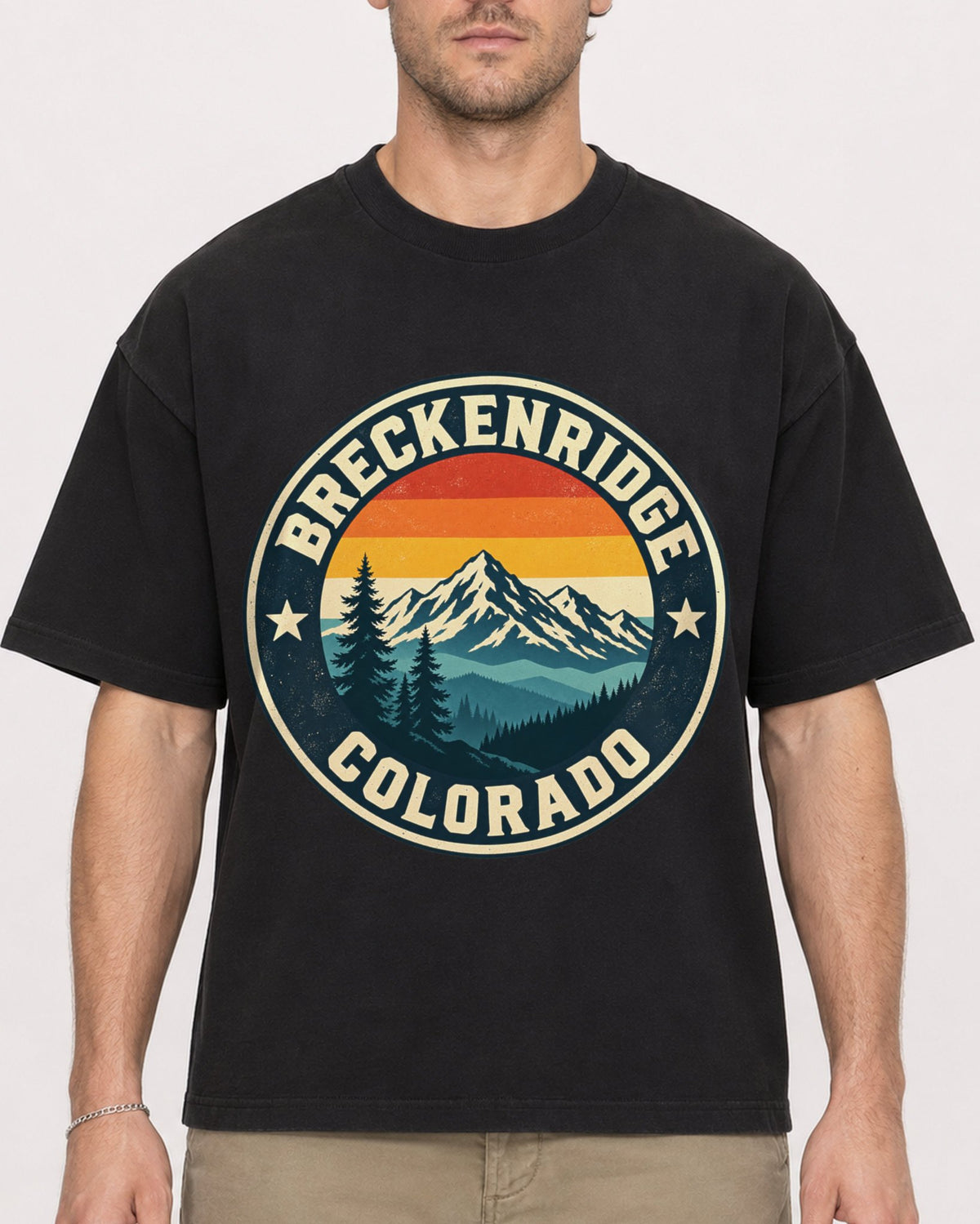 Mockup Boxy Heavyweight Tee Black male close-up 08