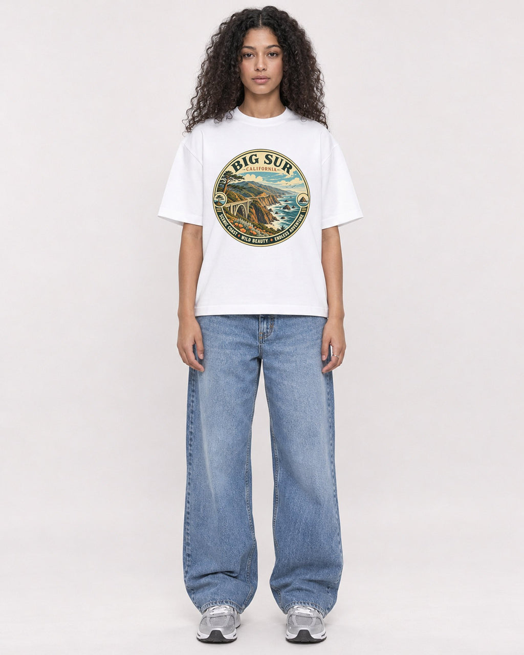 Mockup Boxy Heavyweight Tee White female full-body 10