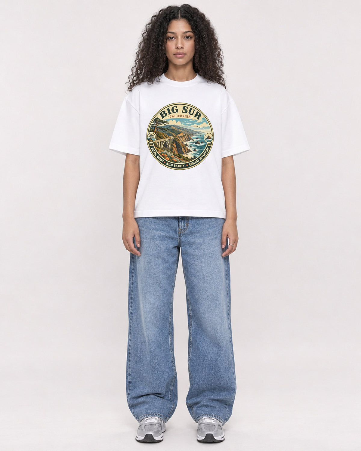 Mockup Boxy Heavyweight Tee White female full-body 10
