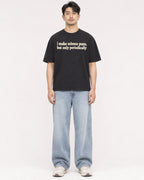 Mockup Boxy Heavyweight Tee Black male full-body 13