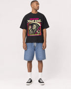 Mockup Boxy Heavyweight Tee Black male full-body 35