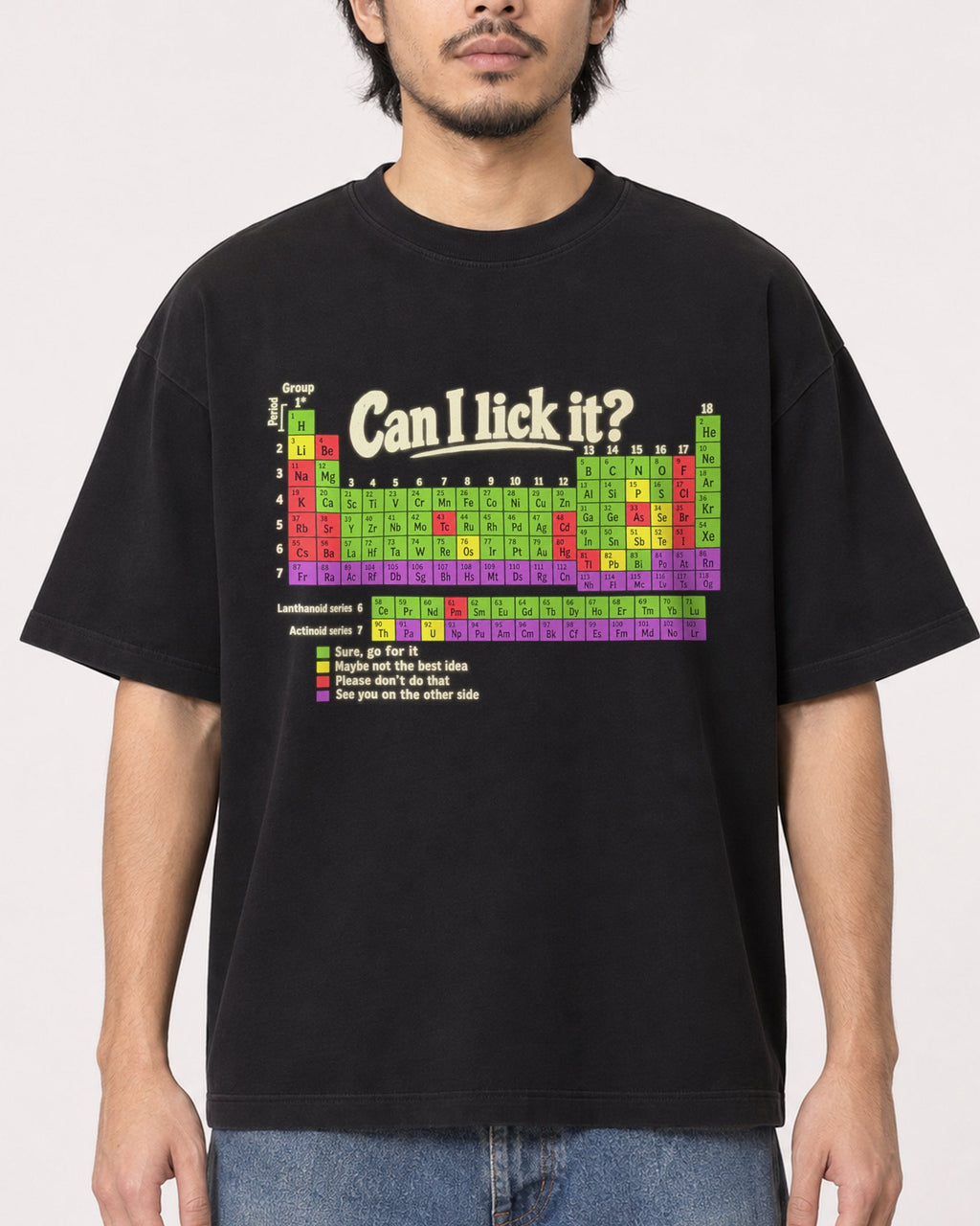Mockup Boxy Heavyweight Tee Black male close-up 22