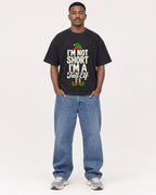 Mockup Boxy Heavyweight Tee Black male full-body 14