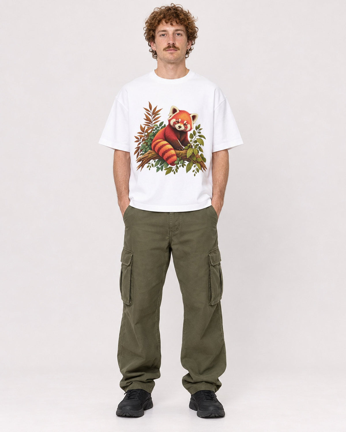 Mockup Boxy Heavyweight Tee White male full-body 09
