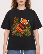 Mockup Boxy Heavyweight Tee Black female close-up 09